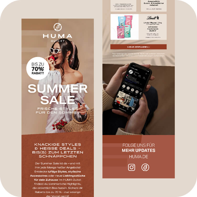 HUMA Outlet Kampagne: Plakat, Social und Newsletter